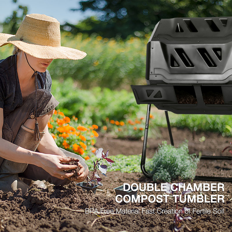 LUCKYREMORE 42 Gal. DualChamber Tumbler Composter & Reviews Wayfair